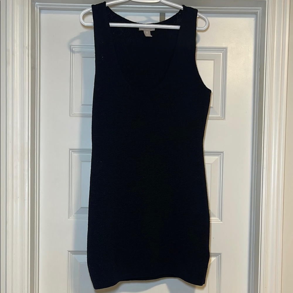 H&M Black Sheath Mini Dress Scoop Neck Sleeveless